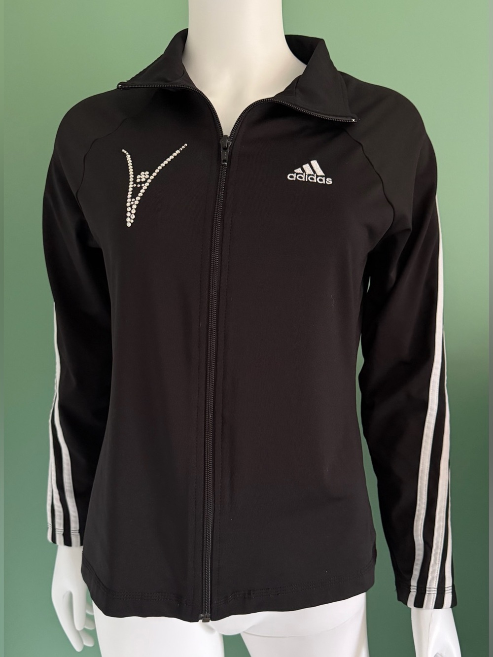 Vintage Adidas Gymnastics Team Warm Up Track Jacket With Rhinestone Detail